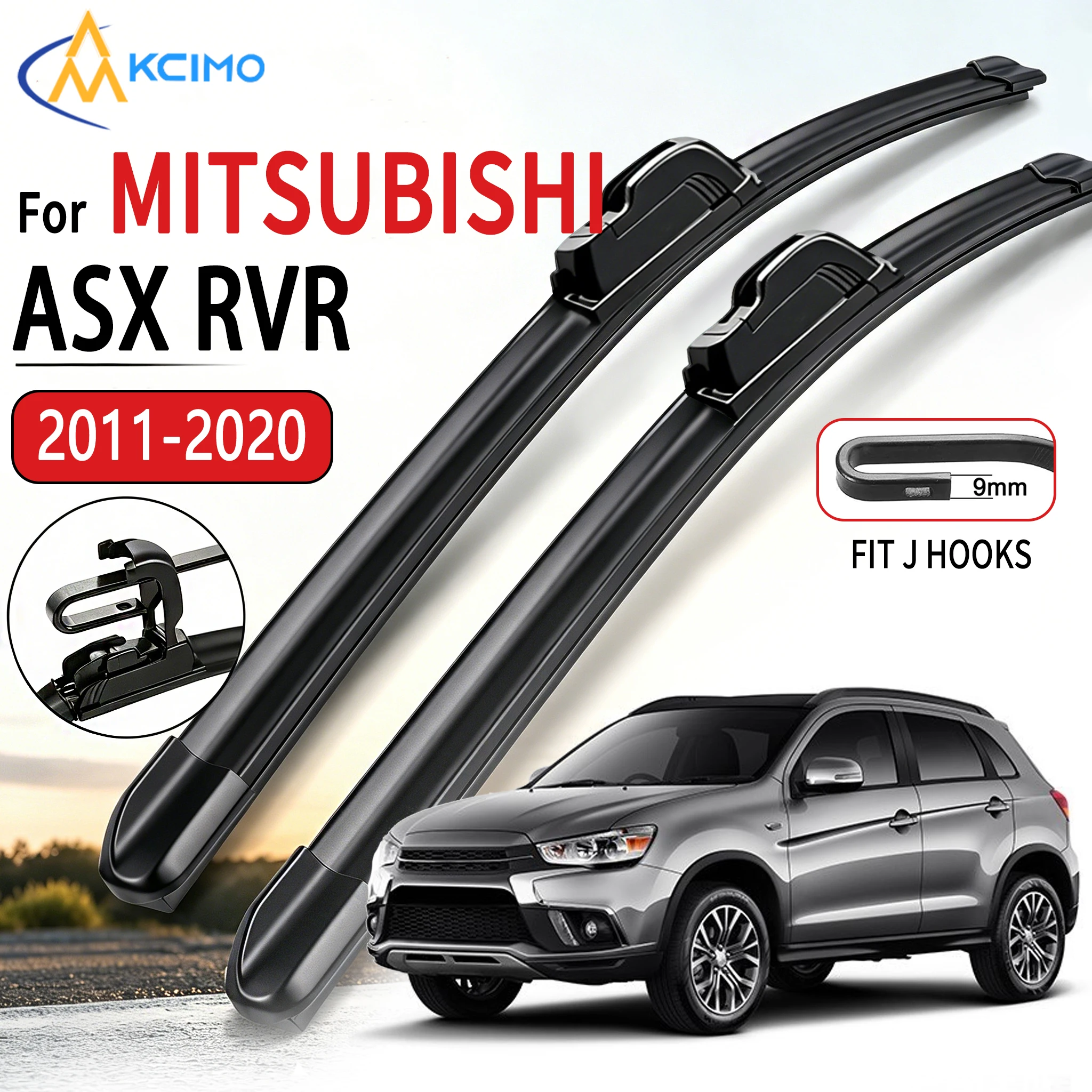 For Mitsubishi ASX RVR 2011-2020 2Pcs Car Front Wiper U-Shape Soft Rubber Boneless Wiper HD Silent Durable Wiper 24