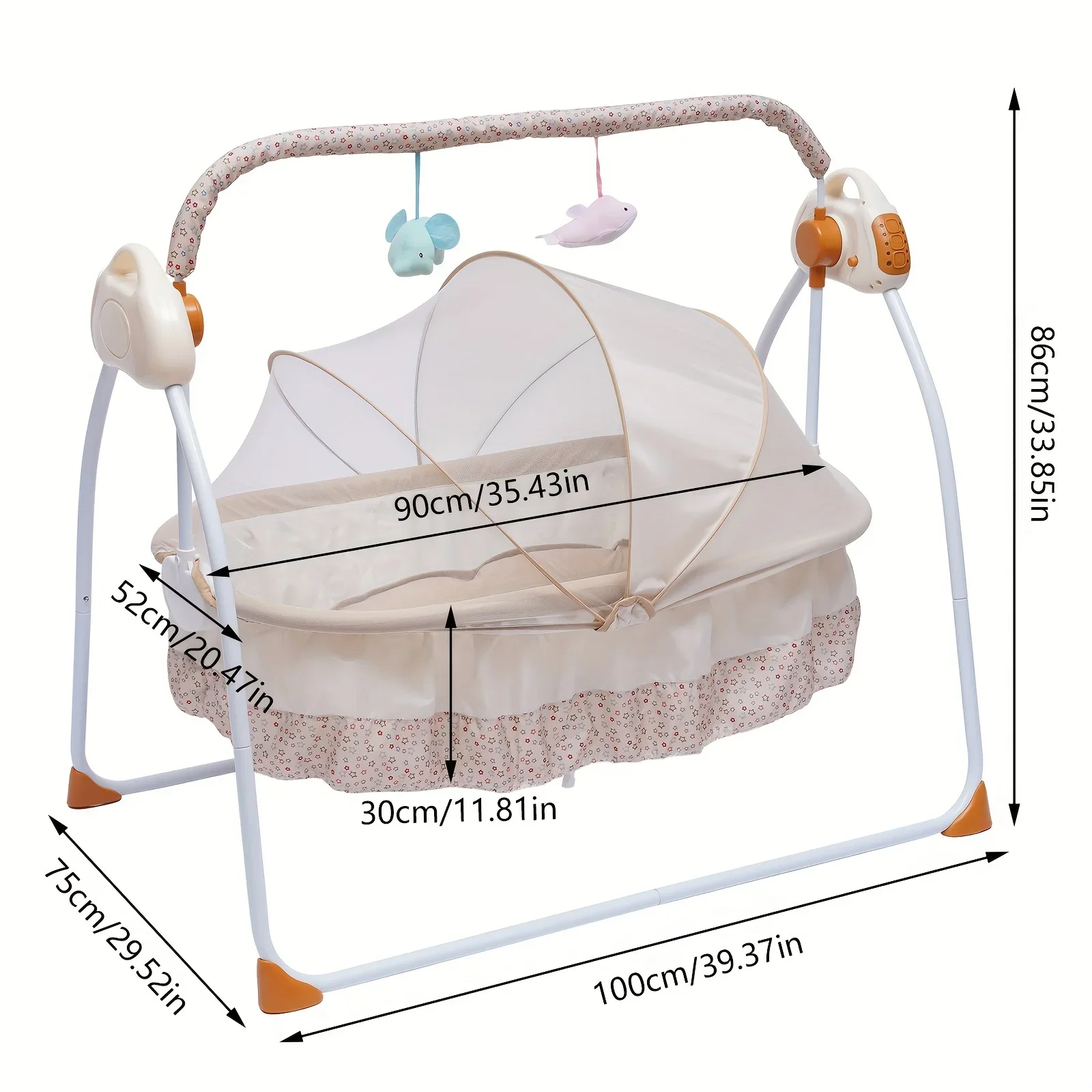 Balanço elétrico para bebê, berço infantil, berço dobrável (bateria não incluída)