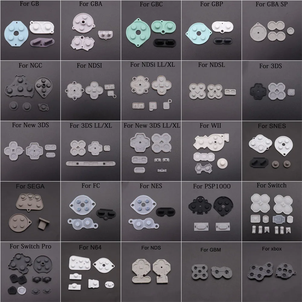 1Set Conductive Rubber Pad for GBA GBC GBP AB D-pad Button Pad For SFC NDSI NGC NDSL N64 3DS Wii SAGE Controller Parts