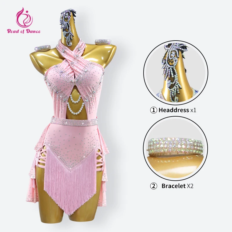 بدلة الرقص النسائية قاعة المنافسة فستان الملابس اللاتينية مهدب تنورة الفتيات مثير الرياضة حفلة موسيقية زي 2025 الأطراف القطب الزي
