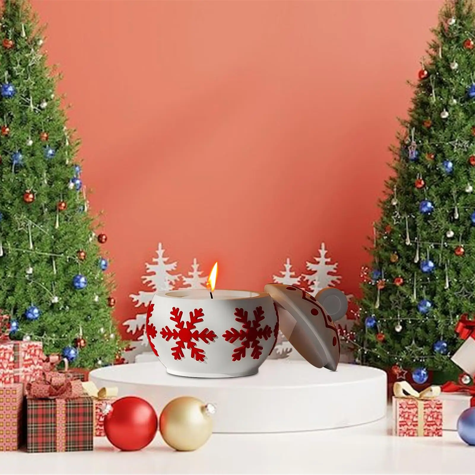 

Форма для банок из смолы с крышкой, форма для рождественских конфет с дизайном снежинки, многоразовая легкосъемная силиконовая форма для рукоделия, дома