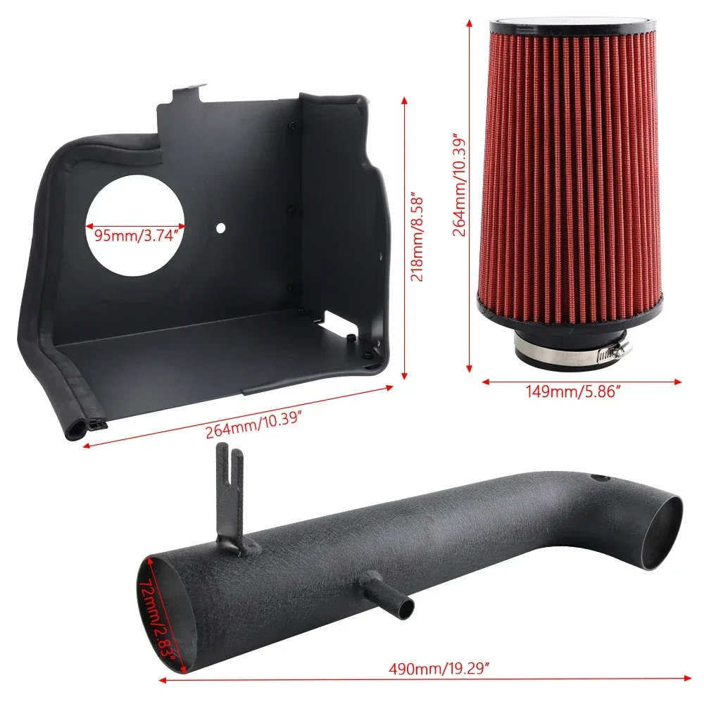 10550A Cold Air Intake Kit For 2012-2018 Jeep Wrangler JK V6 3.6L 4-Door/2-Door Sport Easy Installation Reusable Air Filter