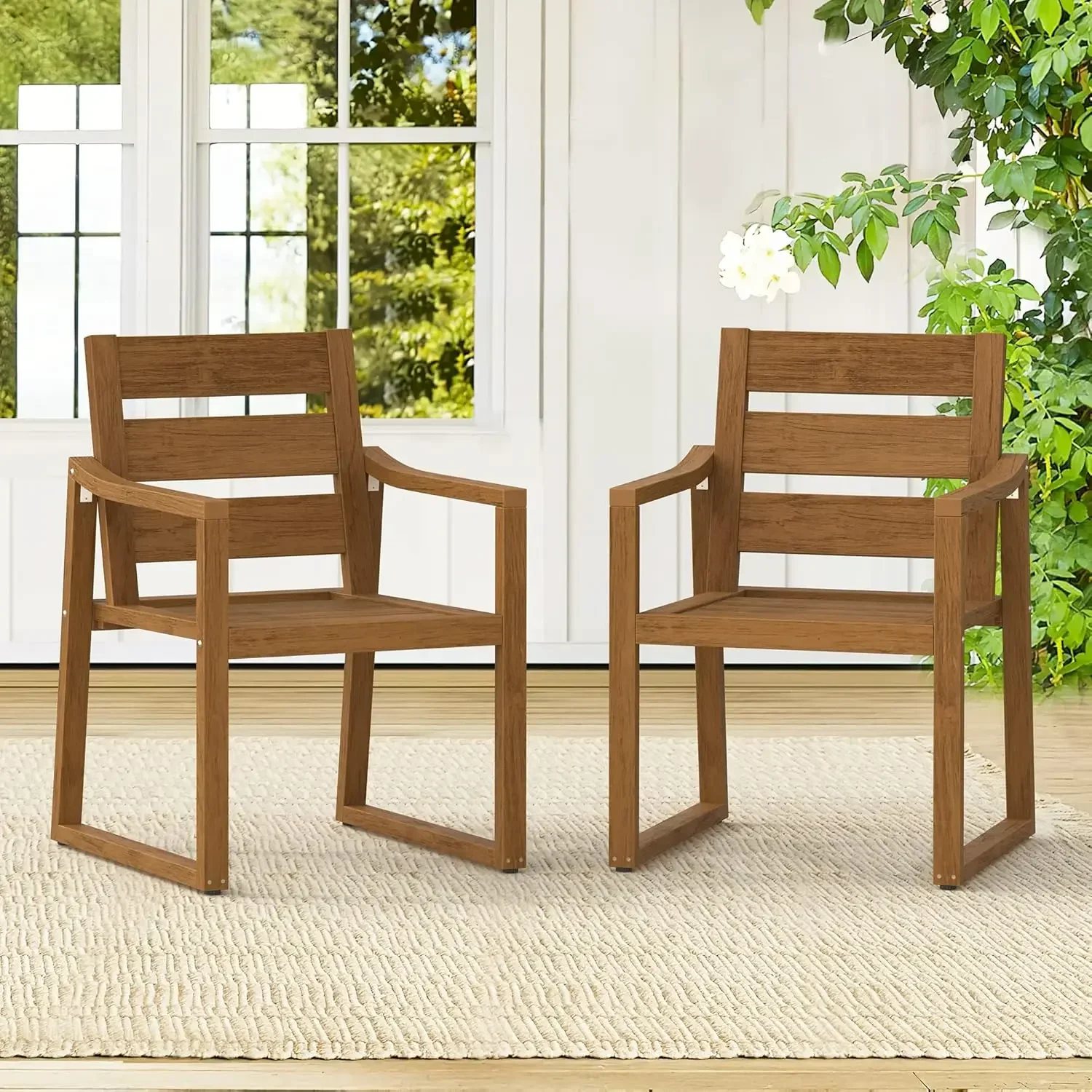 HDPS Outdoor Dining Chairs Set of 2, 350LBS, Patio Dining Chairs with Armrest, All Weather Outdoor Kitchen Chairs