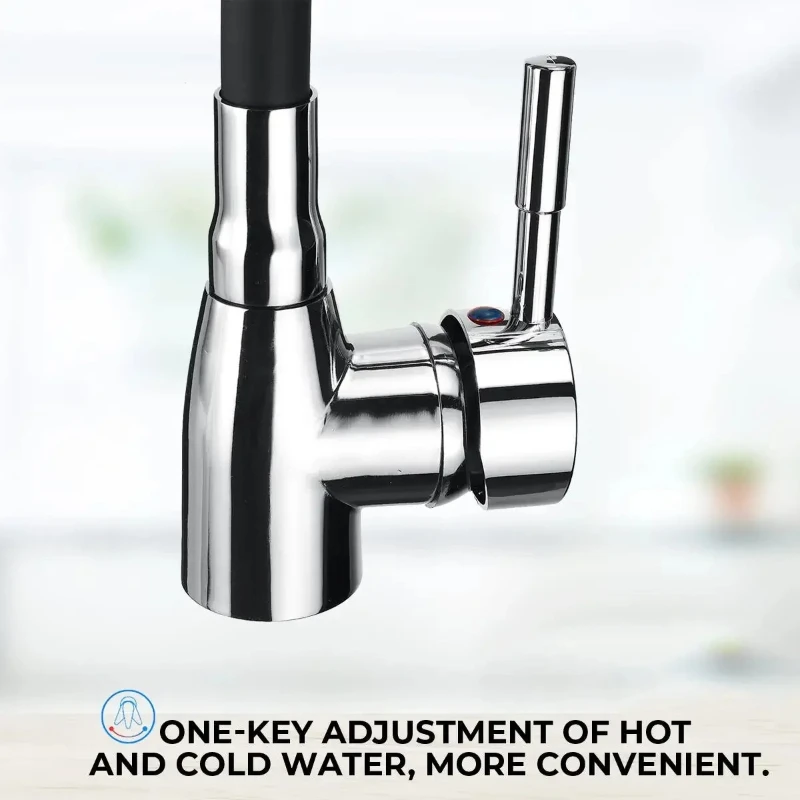 

Black 360Rotating Polished Chrome Single Handle Kitchen Basin Faucet Cold and Hot Water Mixer Tap Torneira Deck Mounted