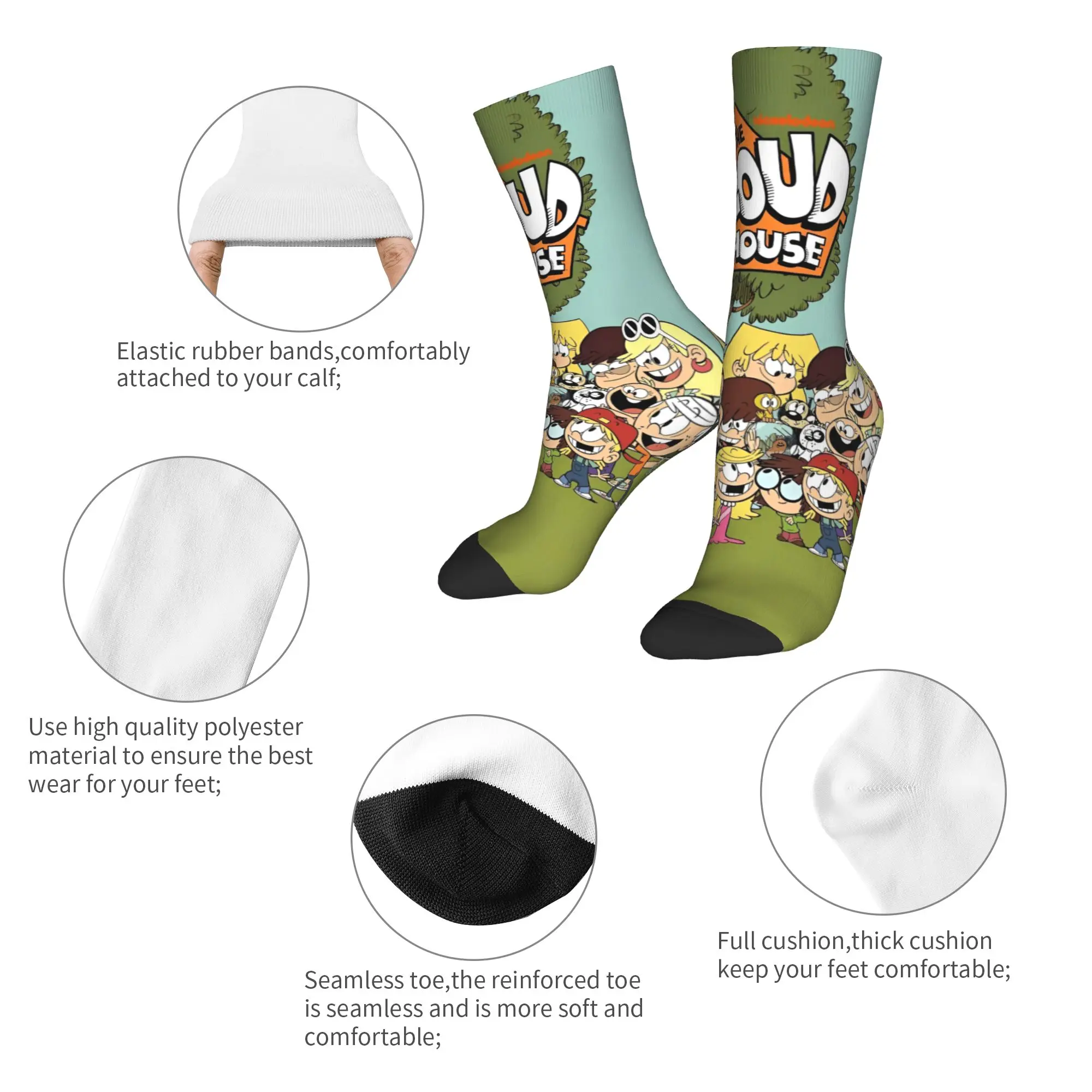 L-Loud Houses Family Cartoon Socks  Design Stockings Non-Slip Unisex Men Socks Comfortable Autumn Gothic Outdoor Socks