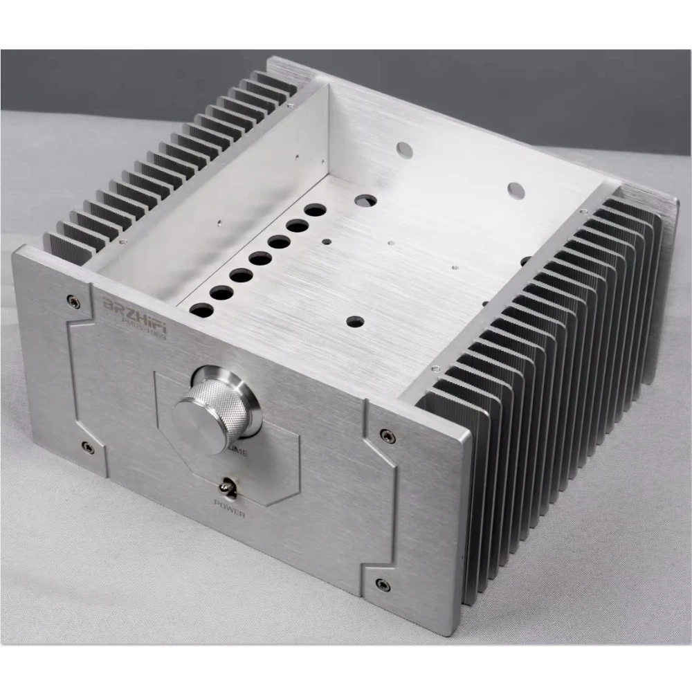 Precision Full Aluminum Amplifier Chassis Case with Dual-Side Heatsink 240x211x120mm