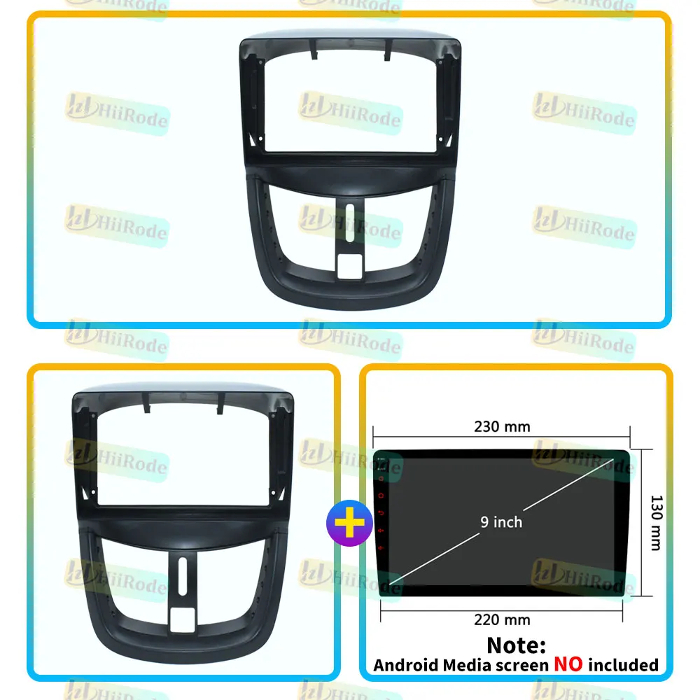 Hiirode Car Android Radio Stereo Player Frame Fascia For Peugeot 207 207CC 2006-2015 Panel Power Cord Wiring Harness Canbus 2DIN