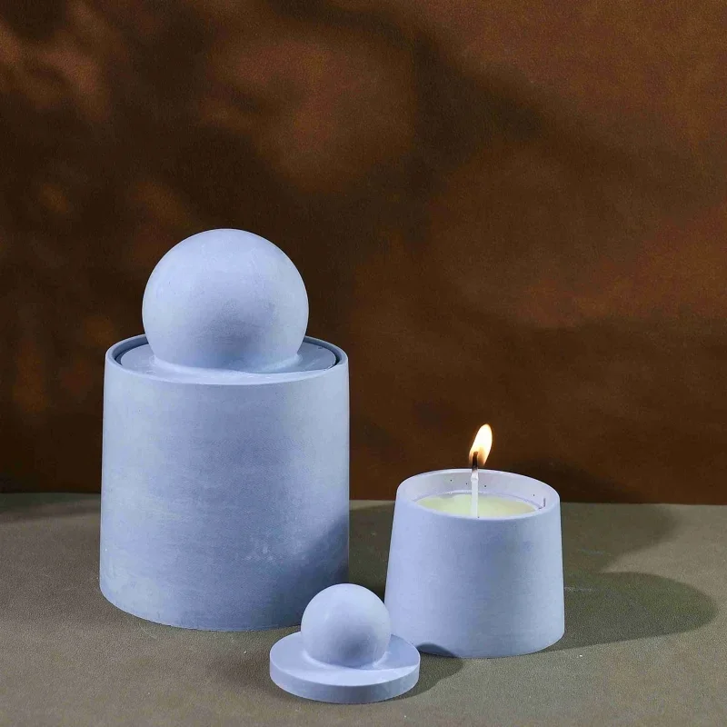 DIY Round Candle Cup with Lid Resin Mold Plaster Cement Storage Jar Resin Mold Home Decorative Ornaments