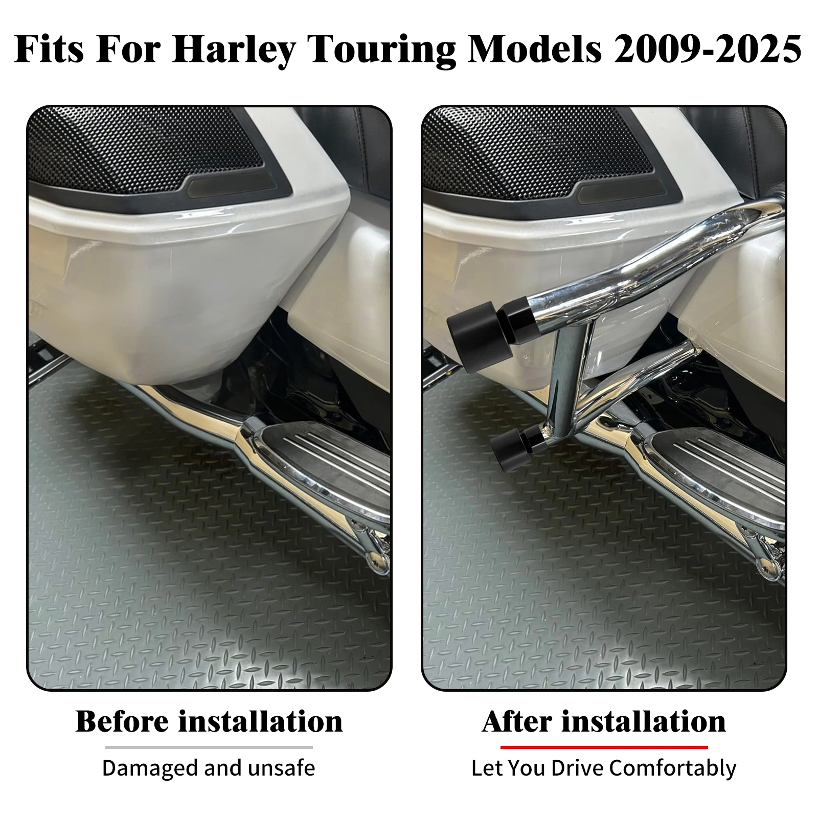 Motorcycle Saddlebags Guards Chrome Crash Bars Bumpers For Harley Touring Street Electra Road Glide FLHR 09-25 Saddle Bag Rails