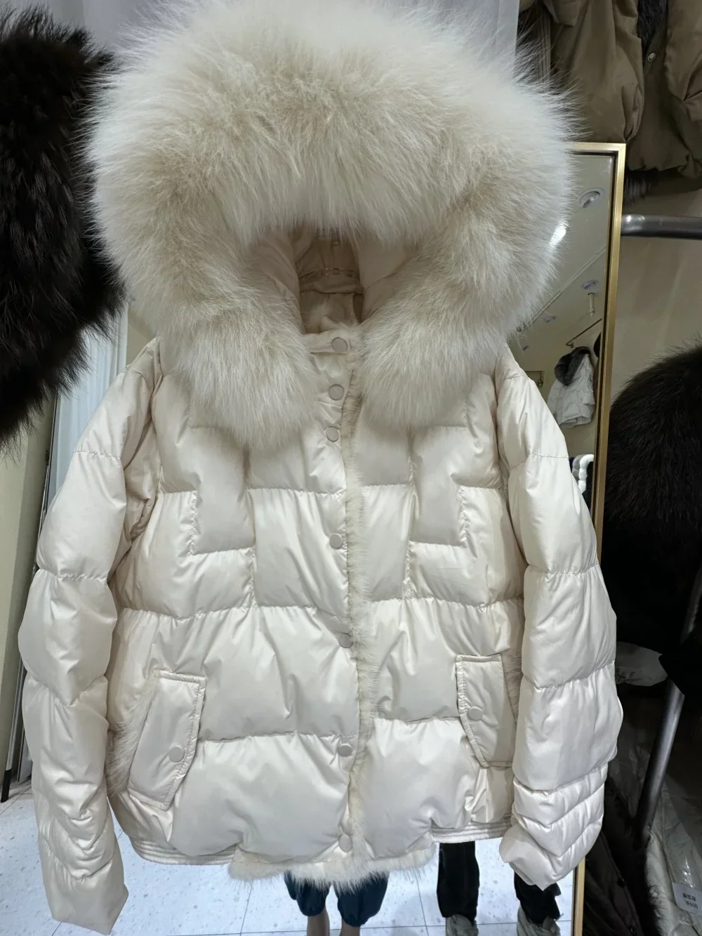 2024 Winter White Hooded New European Fashion Real Fox Fur Coat for Women Autumn Natural Mink Fur Outwear Duck Down Jacket