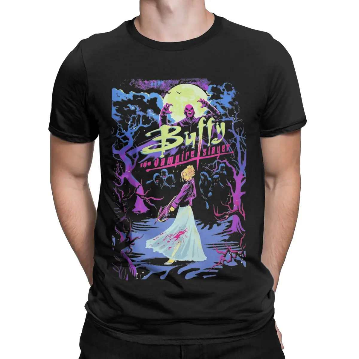 Men's T-Shirts Buffys The Vampire Slayers And Demon Hunters Pure Cotton Tees Short Sleeve T Shirts Round Neck Clothes Printed