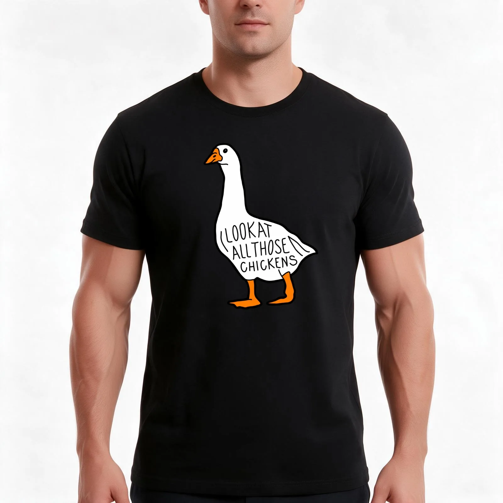 Look at all those chickens T-Shirt, Summer Casual Cotton Tee, Oversized Streetwear Tops, Vintage Graphic Print, Unisex Men Women