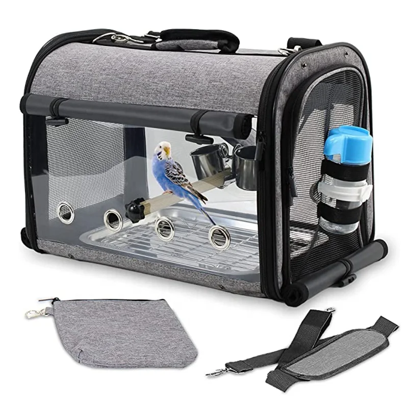 

Portable Bird Travel Bag Lightweight Backpack Transparent Bird Carrier Bag With Stand