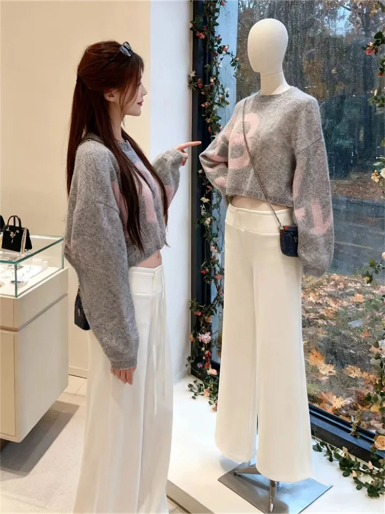 

Модный женский свободный вязаный свитер с принтом букв, новинка весны, ультрамягкий, удлиненный рукав