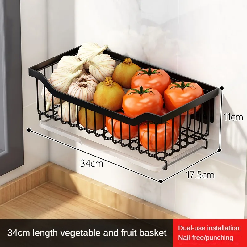 Wall Mount Draining Rack Kitchen Bathroom Accessories Vegetable Fruit Basket Dish Storage Holder Stainless Steel Shower Shelves