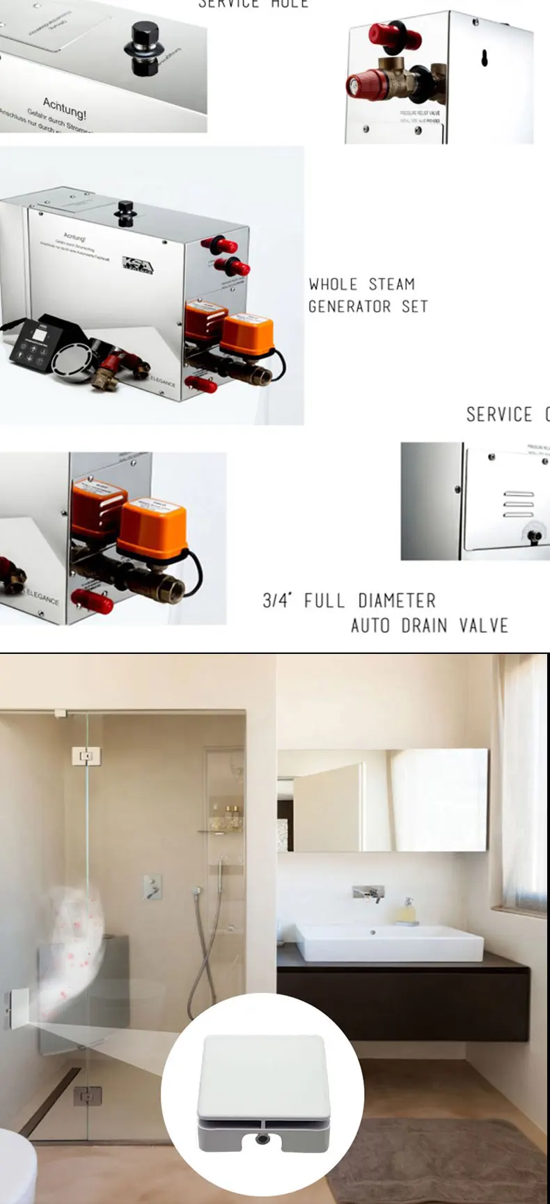 Dampf hause Sauna Düse Dampf Outlet Für Mini Bad Generator Zubehör Edelstahl G 1/2 G3/4 – Detail 7