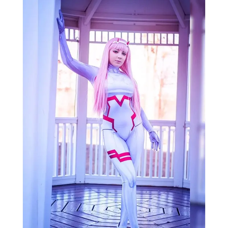 Halloween  Adults Kids White Zero Two 02 Suit DARLING in the FRANXX Cosplay Costume Zentai Bodysuit Woman Party Jumpsuit