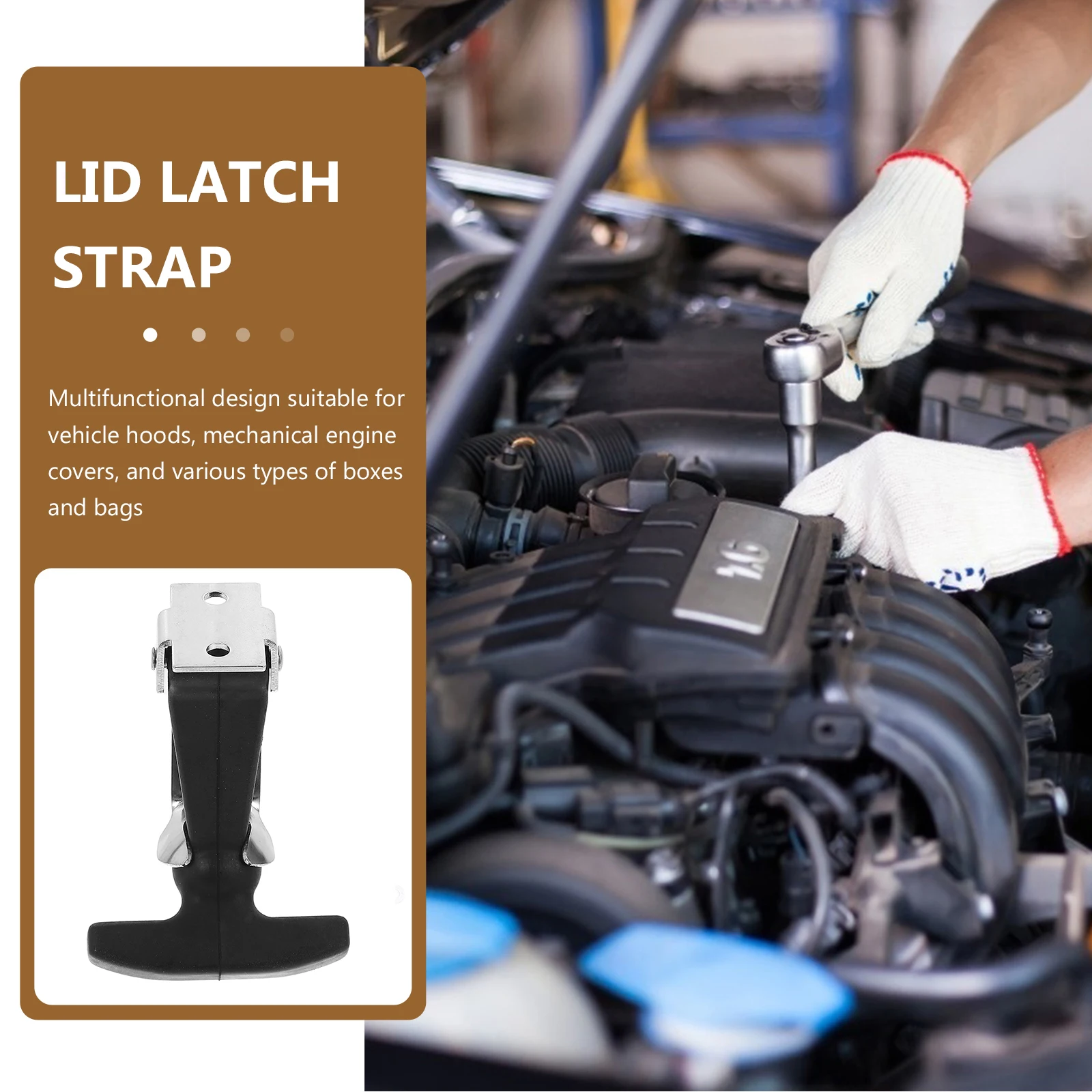 

Flexible Rubber T-Handle Draw Latch Hasp Hood Lock for Vehicle Engine Compartment Box Bag Durable Hardware Replacement ATV