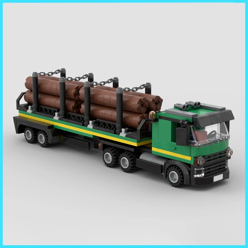 378PCS MOC City Engineering Cabover Truck Logging Trailer Model Building Blocks Brick Technology Assembly Toy Kids Birthday Gift