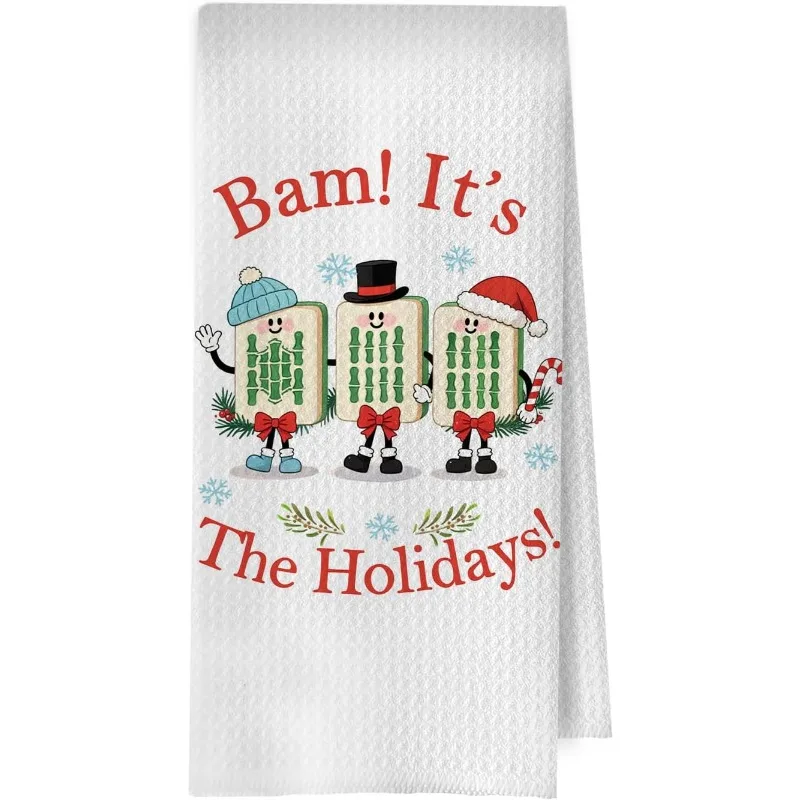 Cleaning Cloth 1PC kitchen towel 1 Christmas Mahjong kitchen towel - a decorative towel designed for mahjong lovers