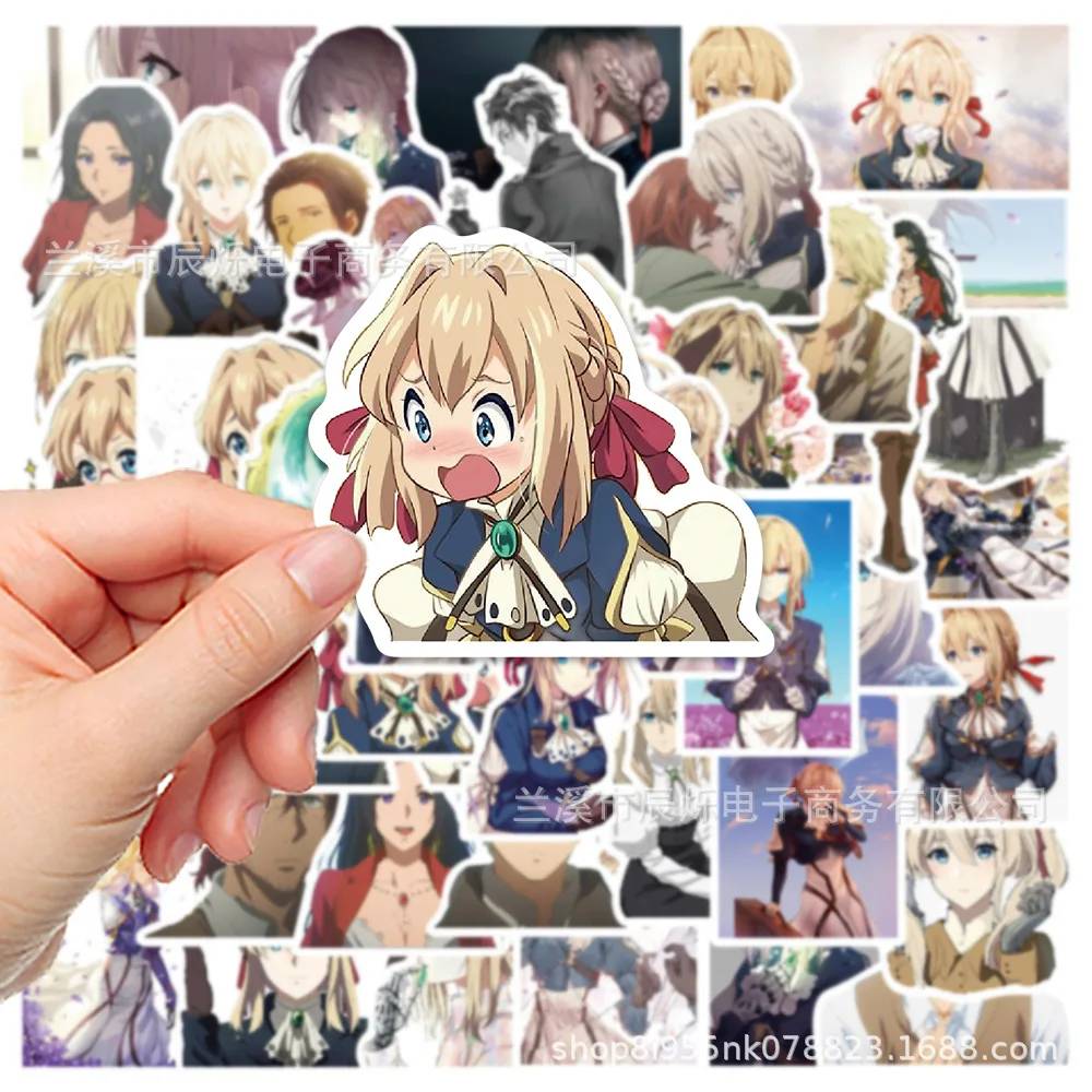 50pcs Anime Violet Evergarden Series Graffiti Stickers Suitable for Helmets Desktop Wall Decoration DIY Sticker Pack Wholesale