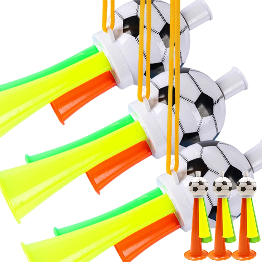 

3/6pcs 3-Hole Plastic Football Style Horn Party Chearing Sounding Props Party Ball Games Lively Atmosphere Creation Tools