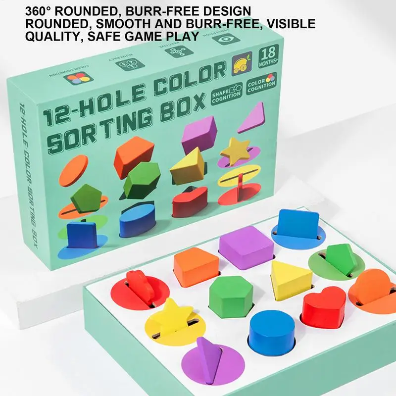 Houten sorteerspeelgoed Vorm- en kleuraanpassingsspel voor kinderen vanaf 3 jaar Ontwikkel fijne motoriek Voorschoolse educatieve STEM-spel