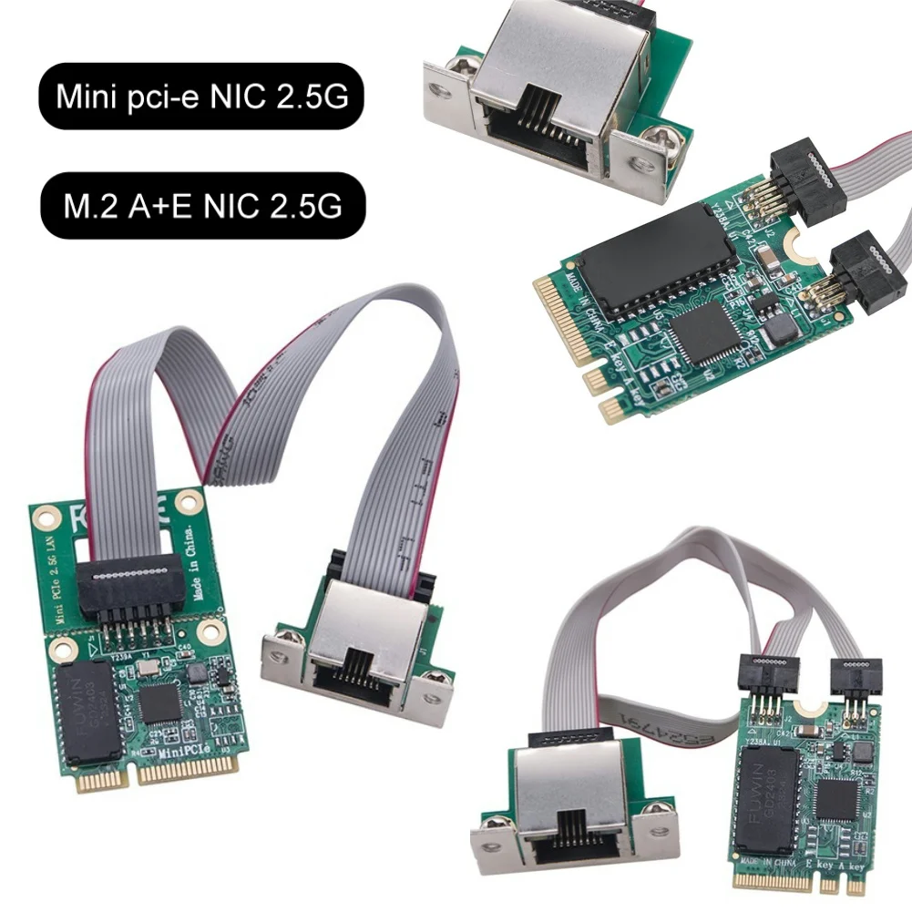 M.2 Gigabit Ethernet Network Card 2.5G/1000/100Mbps M2 RJ45 PCIE Bus Network Card Mini PCIE Ethernet Adapter