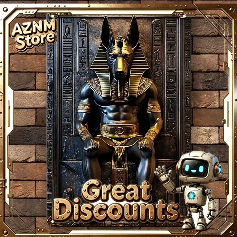 Aluminum Anubis Metal Wall Art, Square Plaque for Living Room Farmhouse Bar, Gift