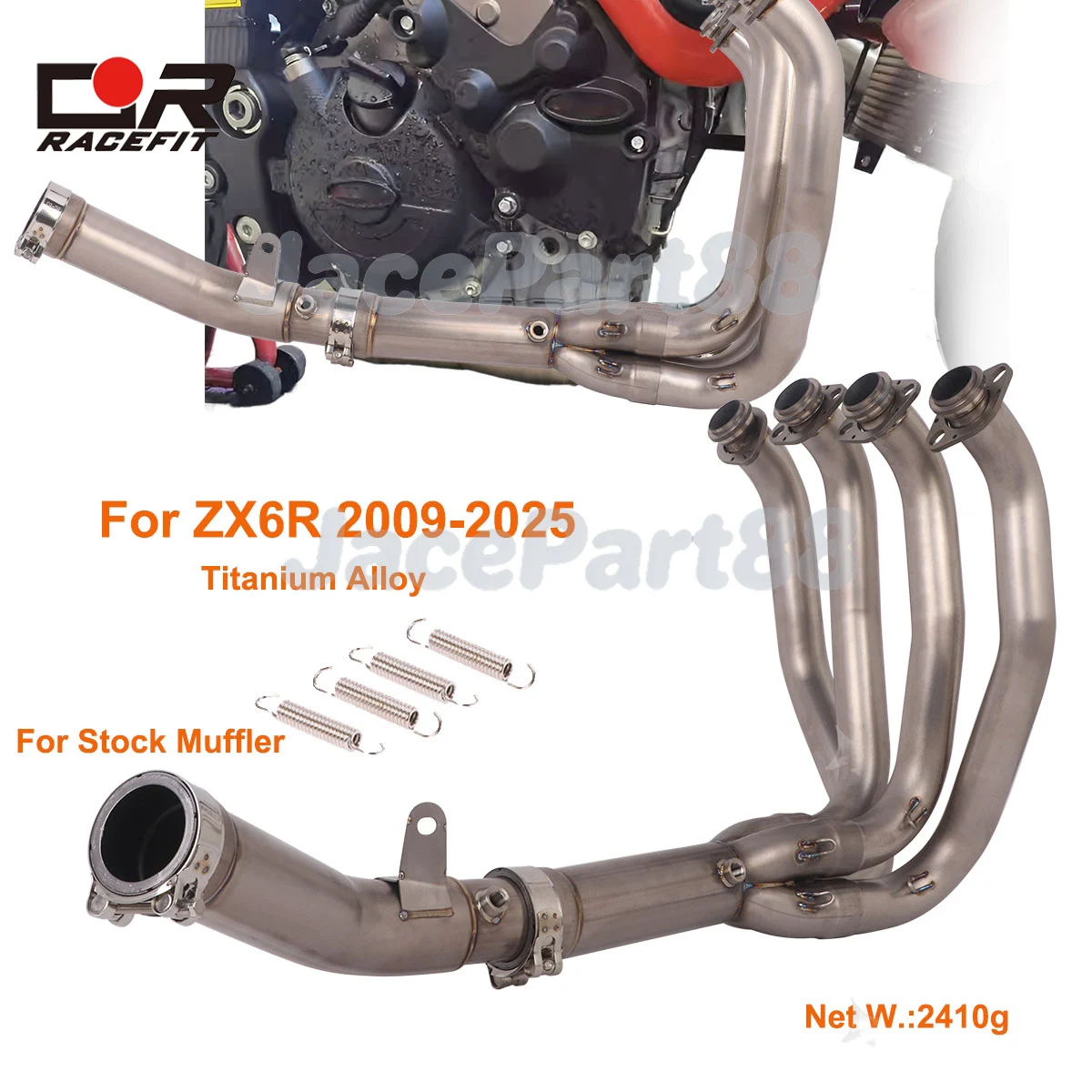 

Titanium Alloy Exhaust Escape Front Link Pipe Header For Kawasaki Ninja ZX6R ZX636 2024-2025 Original Connect Slip On Muffler