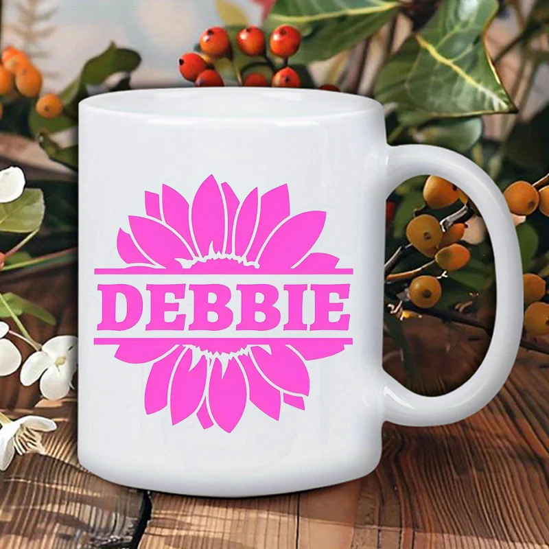 

1 шт. керамическая кофейная кружка Debbie с цветочным принтом — многоразовая, изолированная, можно мыть в посудомоечной машине — белая с розовым цветочным дизайном, идеально подходит для горячего и коллекции