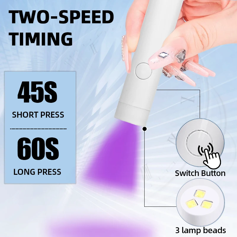 Mini Flashlight Nail Lamp UV LED Professional Portable Gel Lamp For Curing All Nail Gels Rechargeable Nail Art Tools Gel Lamp