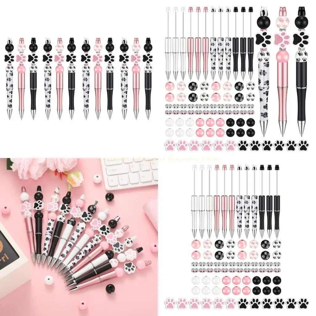 

82pcs DIY Beadable Bagnpoint Pen с ремесленными шариками, бусин -стразами