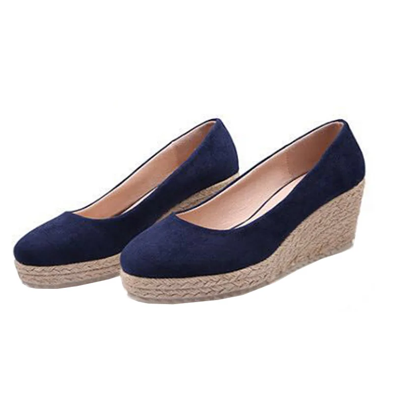 2023 Princess Kate's Same Suede Wedge Single Shoes Women Shallow Mouth Espadrilles Spring&Autumn Sandals High Heels Ladies Shoes