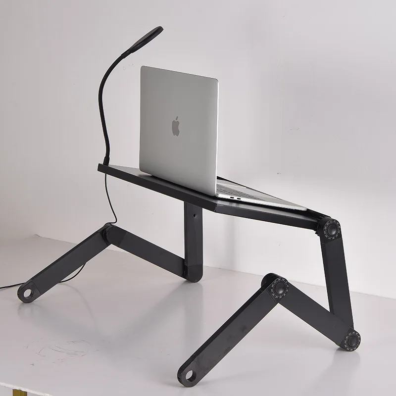 Laptop Bed Tray Desk with LED Desk Lamp, Mouse Pad, Cooling Fan, Adjustable Laptop Stand for Bed Foldable Laptop Table