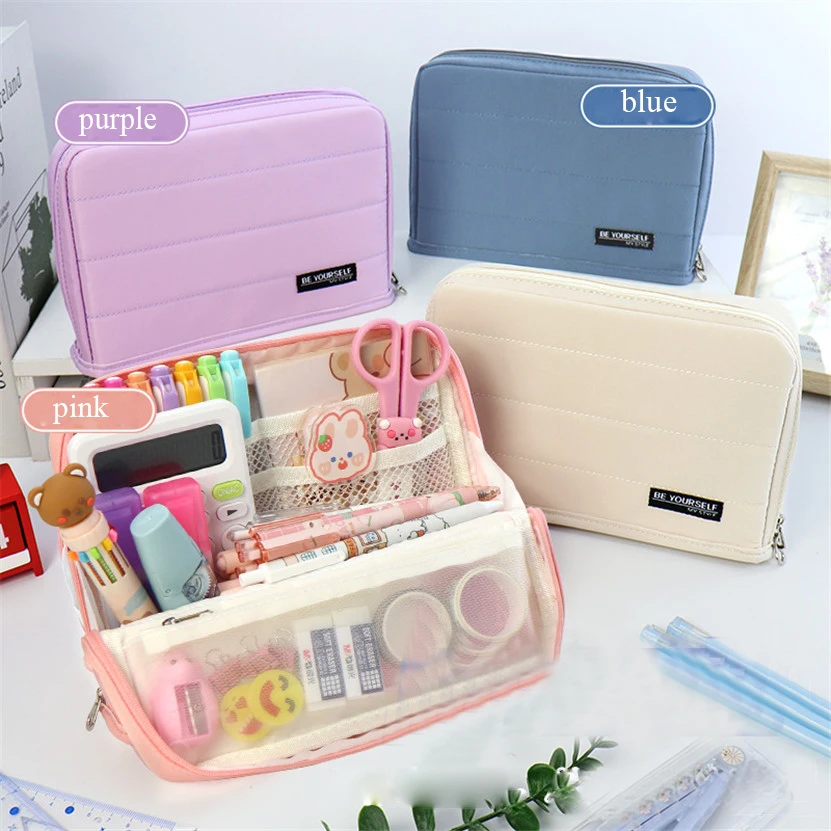 Pencil Case Kawaii Estuches Escolares Multifunctional Pen Box Large Standing Kalemlik Trousse A Crayons Organizador De Papeleria