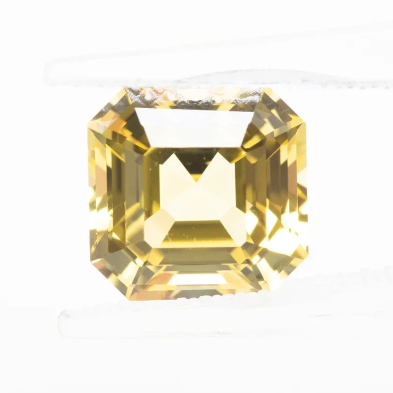 

Lab Grown Sapphire Asscher Shape Yellow Color VVS1 DIY Ring Charms for Jewelry Making Gemstone with Certiffcate Matching Jewelry