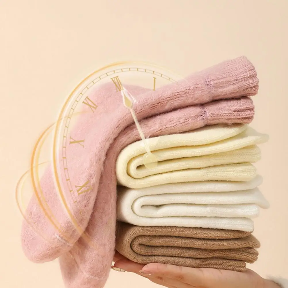 여성용 양말 따뜻한 겨울 양말 여성용 두꺼운 따뜻한 크루 양말 편안한 플리스 안감 부츠 부드러운 보온 추운 날씨 푹신한 겨울 양말