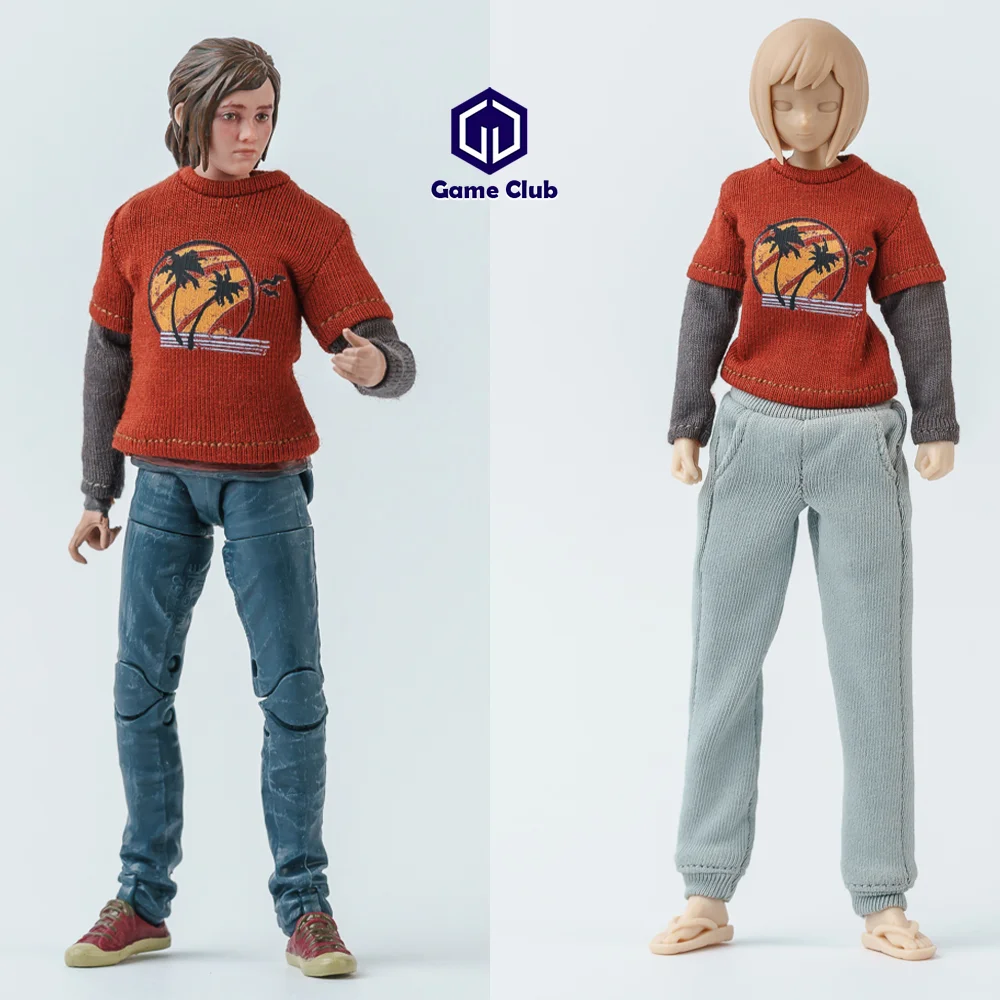 1/12 el final de América último sobreviviente Joel y Ellie empalme sudadera estampada camiseta para modelo de figuras de acción Romankey de 6 pulgadas