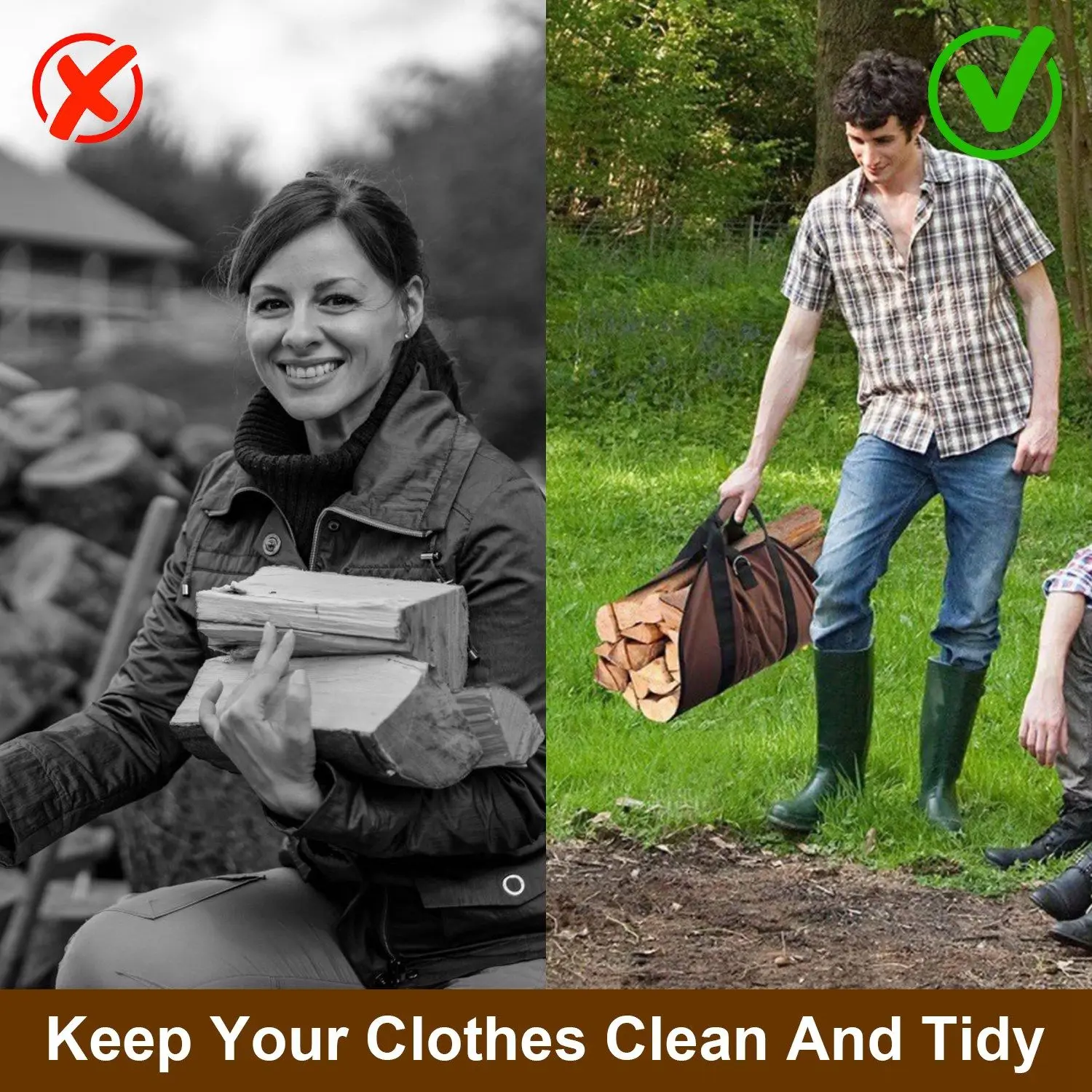 لحقيبة حامل الحطب مع مقبض دائم مقاومة للاهتراء سجلات الموقد حامل الجانب افتتاح تخزين الخشب حمل حقيبة #5