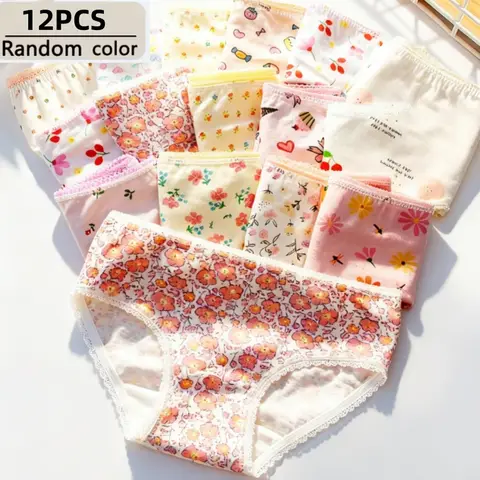 12PC Willekeurige Kleur Baby Meisjes Ondergoed Kinderen Katoenen Slipje Slips Meisjes Onderbroek 2-12Y