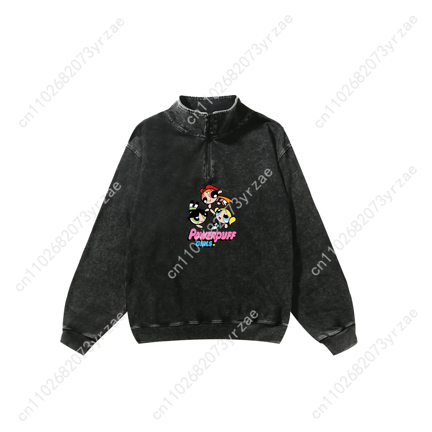 The Powerpuff Girls Retro Sweatshirt Herren Damen Teenager Vintage Pullover Half Zipper Sweat Shirt Langarmshirt Custom Tops