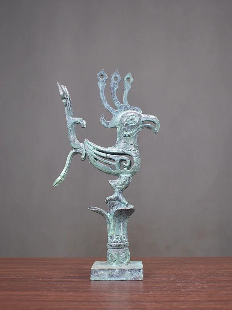 Sanxingdui Bronze Ware, Standing Man Mask, Flying Man, Flying Bird, Head Statue, Divine Tree Artwork Decoration