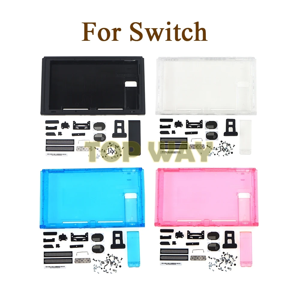 5 conjuntos para ns switch substituição habitação caso escudo placa frontal caso com botões transparentes cores claras