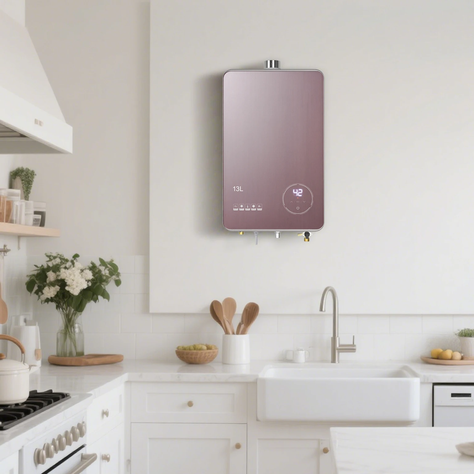 

Euro Standard Indoor Tankless Copper Water Heater Natural Gas & Propane Constant Temperature Instant Hot for Household Use