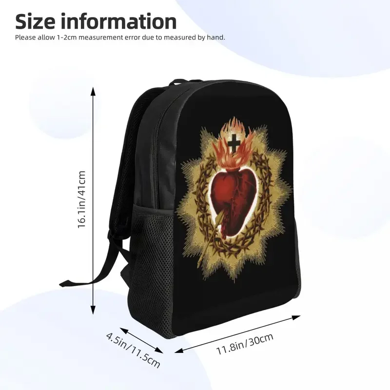 Mochila católica personalizada con el Sagrado Corazón de Jesús, bolso de viaje para escuela de fe cristiana, bolsa para ordenador portátil de 15 pulgadas