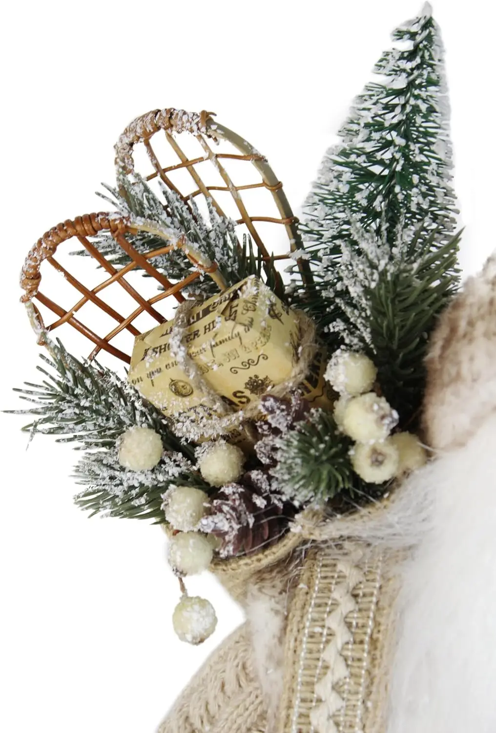 Estatuilla navideña de Papá Noel del bosque de 16 pulgadas con casita de pájaros y abrigo de copo de nieve para decoración navideña