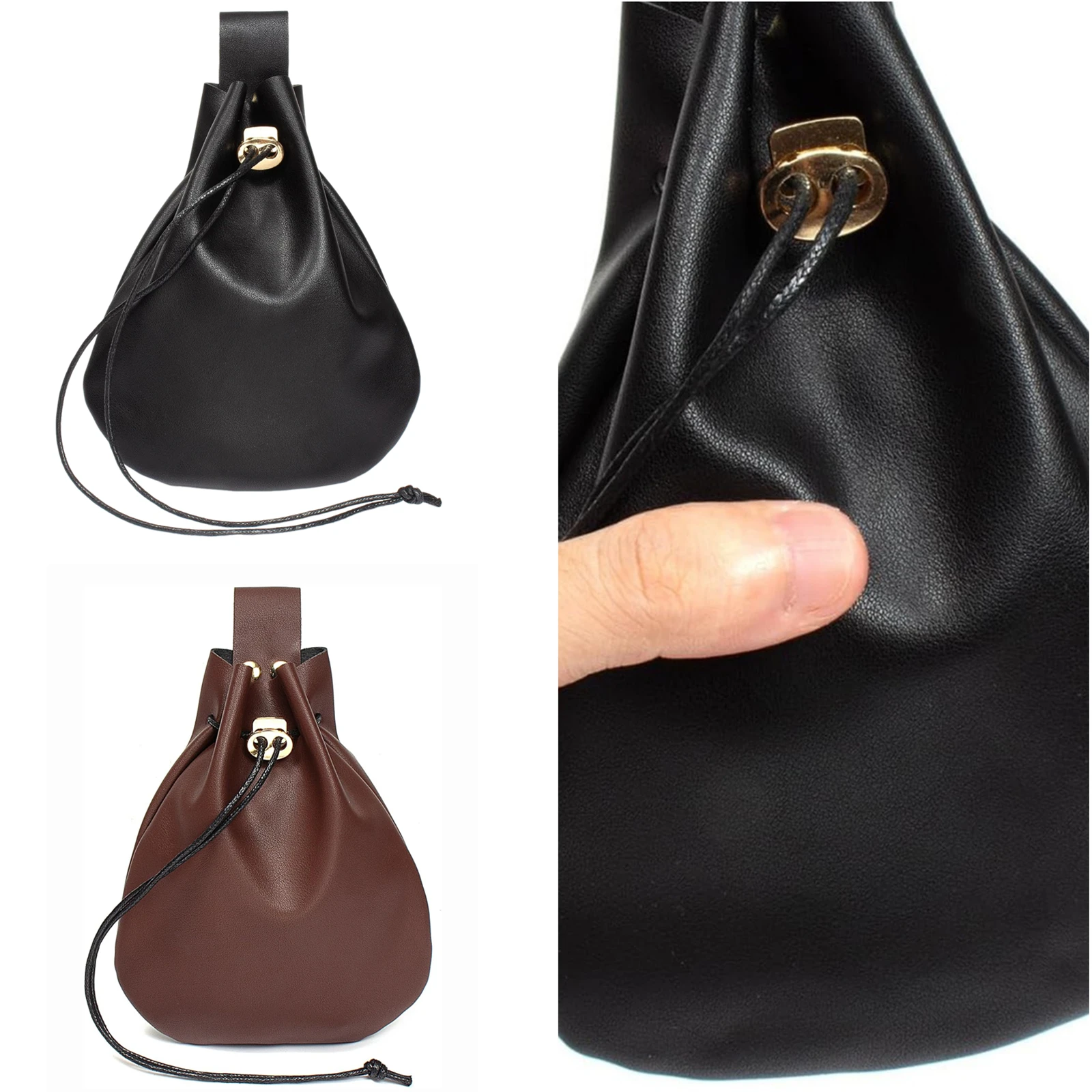 

Medieval Pirate Waist Bag Renaissance Viking Leather Belt Pouch Larp Cosplay Costumes Drawstring Coin Purse Waist Bag