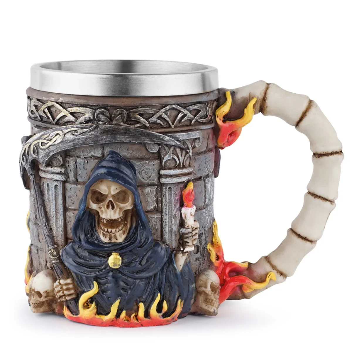 Halloween Gifts Dark Wizard Beer Mug Resin Mug Stainless Steel Creative Teacup Drink Mug