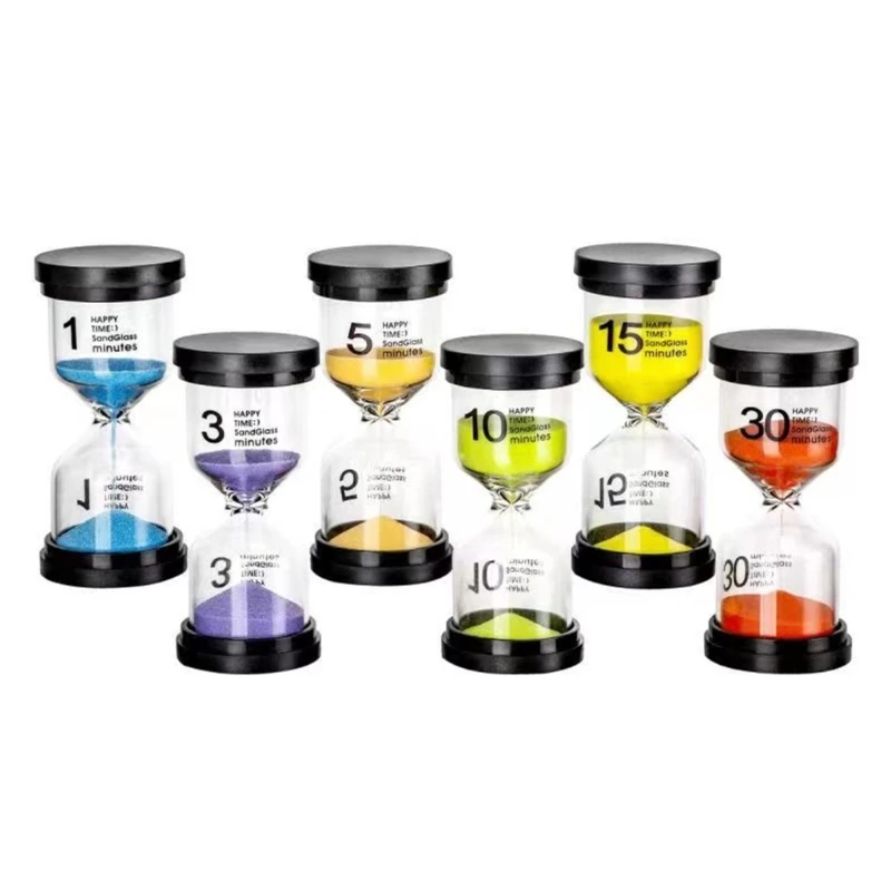 6Pcs/Set Hourglass 1-3-5-10-15-30-Minutes Sand Timer Sand Clock Desktop-Ornaments Children Kid Gift Home Decorations